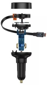 Автозарядка Baseus Enjoyment Pro Car Charger USB + Retractable Type-C Cable 60W black