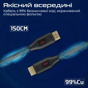 Фото: Кабель Promate ProLink4K60-150 HDMI / HDMI v.2.0 1.5m Black (6959144063850) № 6 | KTC