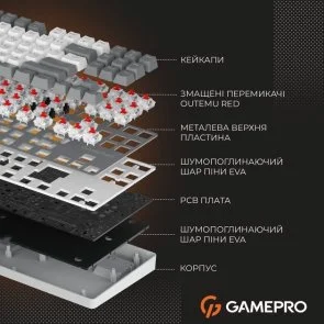 Фото: Клавіатура GamePro Genesis Metallic MK110G Red Switches Grey № 13 | KTC
