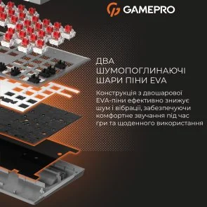 Фото: Клавіатура GamePro Genesis Metallic MK144G Red Switches USB Grey № 10 | KTC