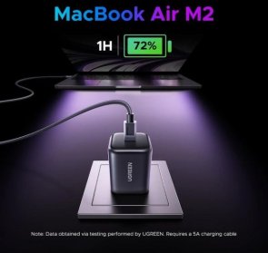 Мережевий зарядний пристрій Ugreen X524, 1xType-C, GaN, 45W, Black (65052)