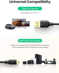 USB кабелі та розгалужувачі UGREEN US132 AM / Mini USB 0.5m (US132/10354)