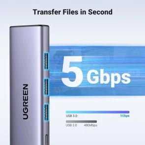 Фото: USB-хаб UGREEN 5in1 CM511 Grey (15597) № 4 | KTC