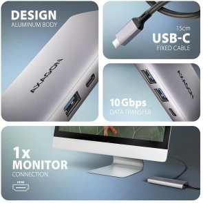 USB-хаб Axagon HMC-6G2L Grey