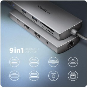USB-хаб Axagon HMC-8HLSA Grey