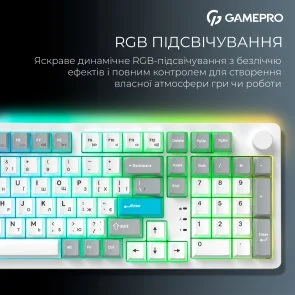Фото: Клавіатура GamePro Asgard Drakkar MK305WH WL/BT/USB White № 16 | KTC