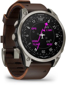  Смарт годинник Garmin D2 Mach 2 - 47 mm Titanium with Oxford Brown Leather Band (010-02904-31)