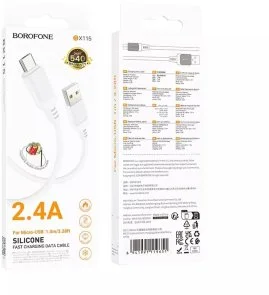 Фото: Кабель BOROFONE BX115 Lotto 2.4A AM / MicroUSB 1m White (6941991119651) № 4 | KTC