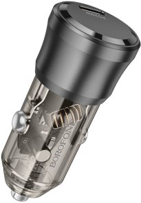 Автомобільний зарядний пристрій BOROFONE BZ24 Clever 20W Transparent Black (6941991106934)