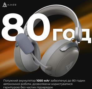 Гарнітура Ajazz AHM08 Max WL/BT Grey (AHM08-MAX-GW)