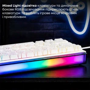 Фото: Клавіатура Ajazz NK68 Red Switch Side Contour White (NK68-R-S-W) № 9 | KTC