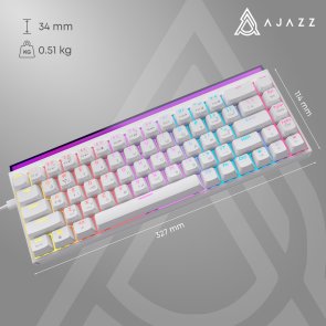 Клавіатура, Ajazz NK68 Red Switch ENG/UKR USB, White ( Gaming )