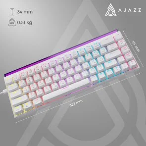 Фото: Клавіатура Ajazz NK68 Red Switch USB White (NK68-R-W) № 12 | KTC