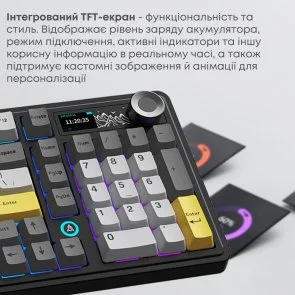 Фото: Клавіатура Ajazz AK980 V2 Gift Switch V2 WL/BT/USB Black/Grey/Yellow (AK980-V2-G-BGY) № 11 | KTC