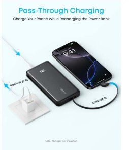 Батарея універсальна Anker 10000mAh, 1xUSB, 1xType-C, 22.5W, Built-In USB-C Cable, White