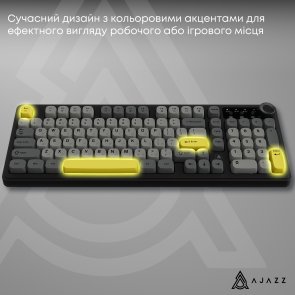 Клавіатура, Ajazz AF98 Plus ENG/UKR USB/WL/BT, Black/Gray/Yellow ( Gaming )