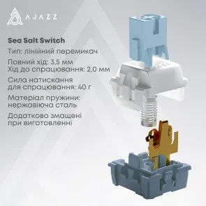 Фото: Клавіатура Ajazz AK650 Sea Salt Switches ENG/UKR USB Blue/White/Blue (AK650-SS-BWB) № 8 | KTC
