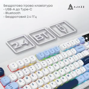 Фото: Клавіатура Ajazz AF98 Plus USB/WL/BT Glacier Blue (AF98-PLUS-GB) № 8 | KTC