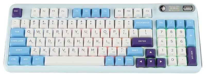 Клавіатура KZZI K98 Rainbow Switch ENG/UKR WL/BT/USB Blue Sea (6977534870420)