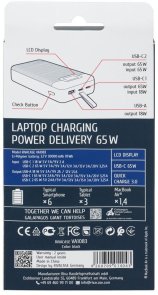 Батарея універсальна RivaCase RivaPower VA1083 30000mAh, 1xUSB, 2xType-C, 65W, Black