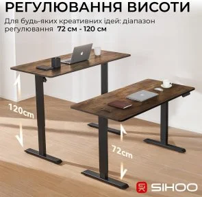 Фото: Стіл комп’ютерний SIHOO D03 Walnut/Black (D03-104/D03-108) № 7 | KTC