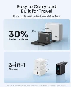 Фото: Зарядний пристрій Anker GaN Charger 100W GaN Dark Gray with Type-C/Type-C (B121BGZ1) № 4 | KTC