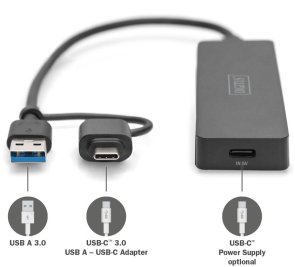USB-хаб Digitus DA-70235 4in1 Black