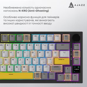 Клавіатура Ajazz AK820 Pro Flying Fish Switch RGB With Screen Wireless Black (AK820PRO-FF-BGY)