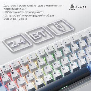 Клавіатура Ajazz AK680 Max Magnetic Switch RGB WL/BT/USB White (AK680-M-BWD-A)