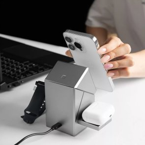 Бездротовий зарядний пристрій Proove Iron Hide 3in1 Qi2 Gray (WSIH15000003)