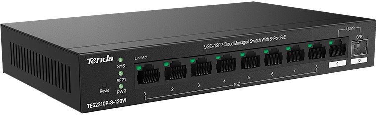 Комутатор Tenda TEG2210P-8-120W