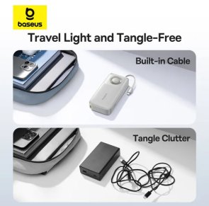 Батарея універсальна Baseus Free2Pull 20000mAh 65W with Retractable Cable Type-C Lunar Gray (P10073700843-00)