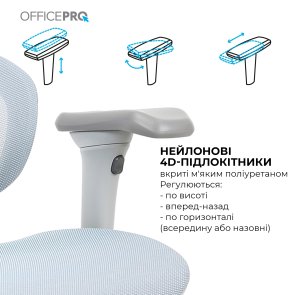 Крісло OfficePro Elite OC950GLB Gray/Light Blue