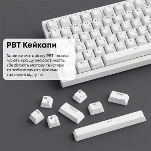 Фото: Клавіатура Ajazz AK820 Red Switch ENG/UKR USB White (AK820-R-W) № 13 | KTC