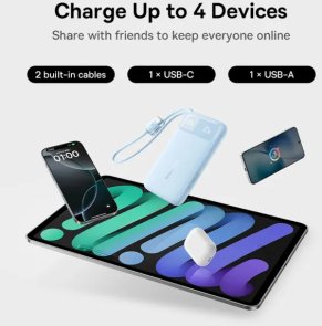 Батарея універсальна Baseus EnerFill FC11 10000mAh 22.5W Cosmic Black + Built-in Cables Lightning / Type-C (E0027R04)