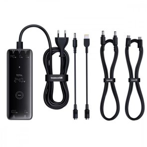 Зарядний пристрій Baseus Digital GaN3 Intelligent Desktop PD QC 240W 5A Bl with DC to DC (P10163901113-00)