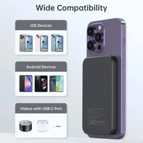 Фото: Батарея універсальна Choetech B709 Magnetic Wireless 5000mAh 20W Qi 15W Black (B709-CCBK) № 8 | KTC
