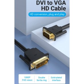 Кабель Vention DVI 24-5 / VGA 3m Black (EACBI)