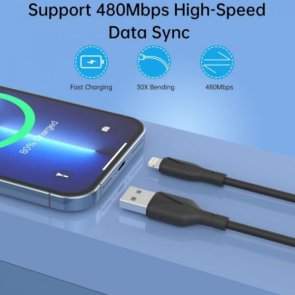 Кабель Choetech 2.4A AM / Lightning 1m Black (XAL-0003-BK-V2)