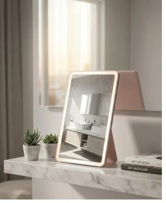 Дзеркало для макіяжу з підсвіткою Xiaomi DOCO Leather case mirror Pink (FM001/FM007)