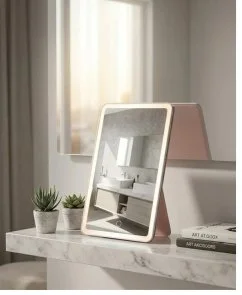Фото: Дзеркало для макіяжу з підсвіткою Xiaomi DOCO Leather case mirror Pink (FM001/FM007) № 4 | KTC