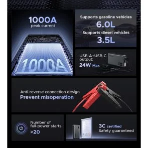 Фото: Бустер UGREEN ES702 Car Jump Starter Black (UGR-35977) № 4 | KTC