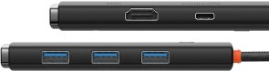Хаб USB Type-C Baseus Lite Series 5-Port, 3xUSB/Type-C/HDMI, Black
