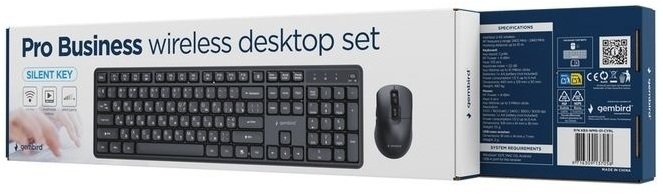 Комплект клавіатура+миша Gembird Pro Business Silent Wireless Black (KBS-WMS-01-CYRL)