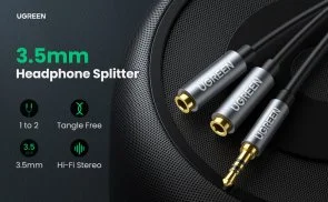 Фото: Розгалужувач UGREEN AV123 Jack 3.5mm / 2xJack 3.5mm 0.2m Black (10532) № 7 | KTC