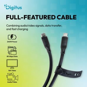 Кабель Digitus 240W Type-C / Type-C 0.5m Black (AK-300350-005-S)