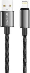 Фото: Кабель ColorWay zinc alloy braided 3A AM / Lightning 2m Black (CW-CBUL099-BK) № 2 | KTC