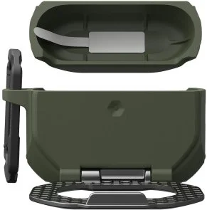 Фото: Чохол UAG for Airpods Pro 3nd Gen 2025 - Monarch with Built-in Phone Stand Olive Drab/Silver (104131117233) № 18 | KTC