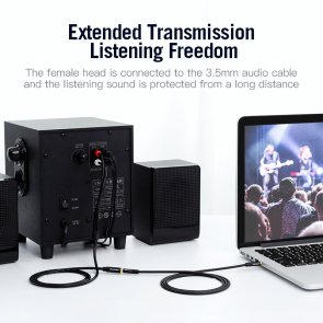 Кабель аудіо 1m Jack 3.5mm (F) / 2xRCA (M), Vention, Black