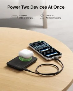 Фото: Батарея універсальна Belkin BoostCharge Slim 5000mAh 20W Qi2 15W with Kickstand Black (BPD011HQBK) № 12 | KTC